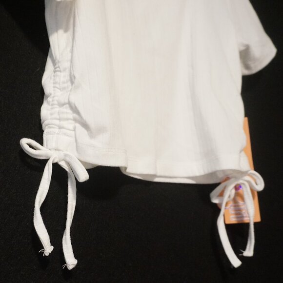 Kensie Girl White Square Neck Ribbed Tie Side Tee Girl’s Size 10 - Picture 2 of 6